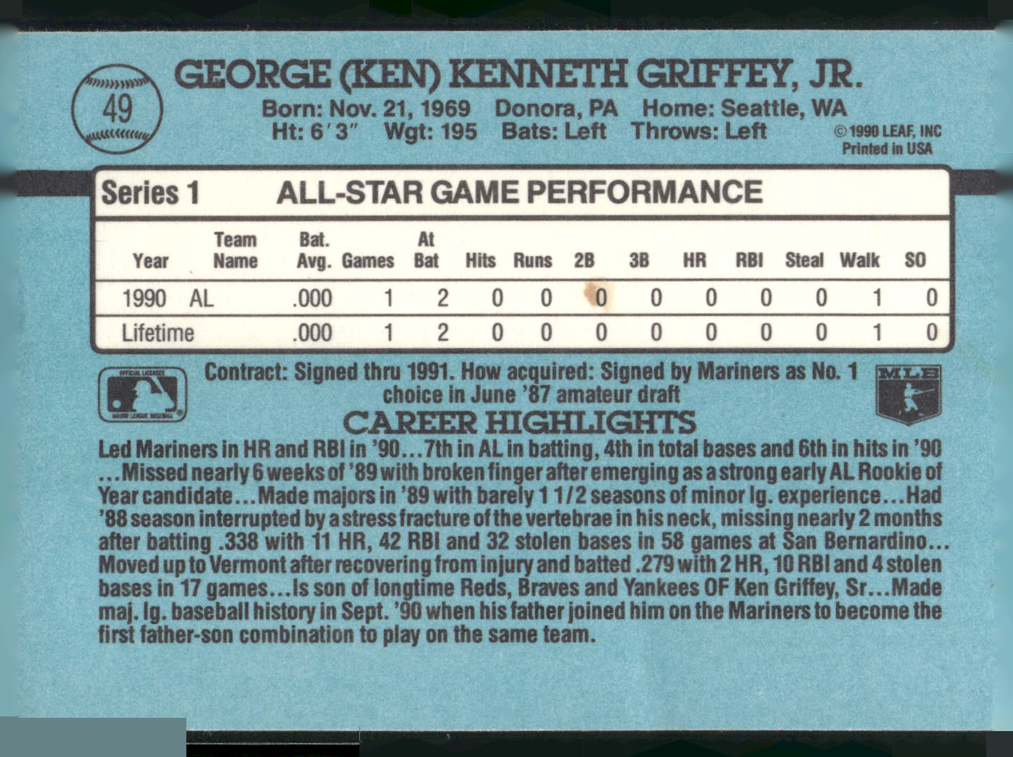 1991 Donruss #49 Ken Griffey Jr.