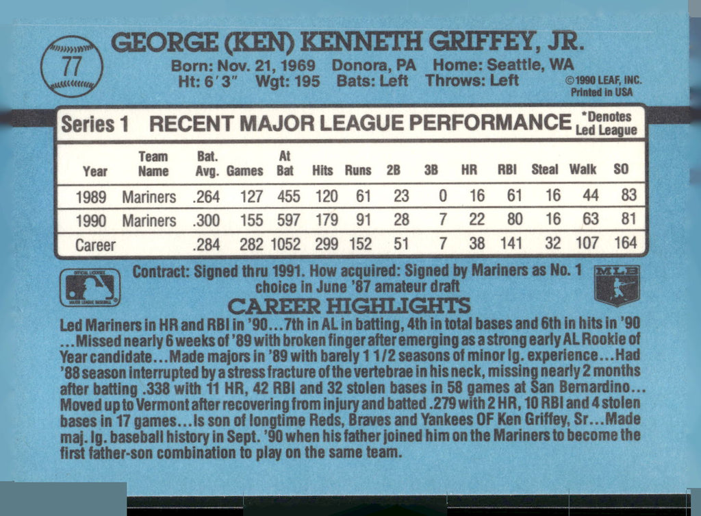 1991 Donruss #77 Ken Griffey Jr.