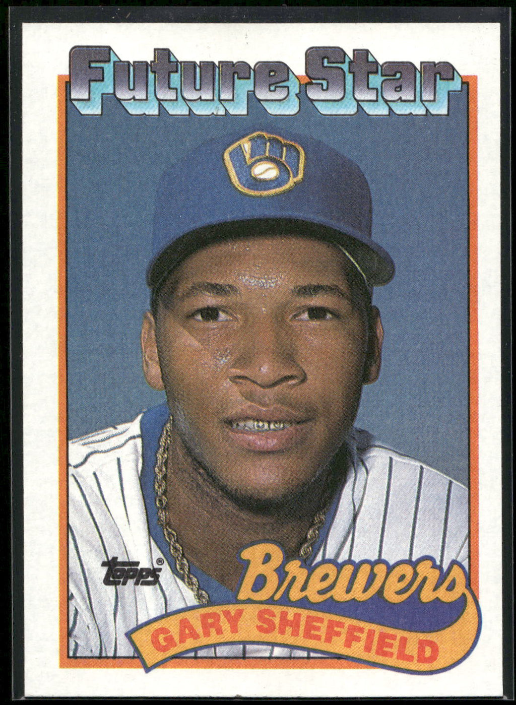 1989 Topps #343b Gary Sheffield : Larger gap between hat and Future Stars header