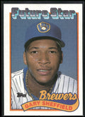 1989 Topps #343b Gary Sheffield : Larger gap between hat and Future Stars header