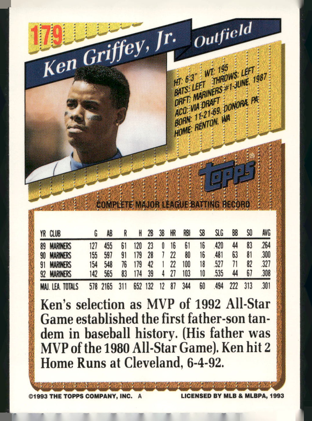 1993 Topps #179 Ken Griffey, Jr.