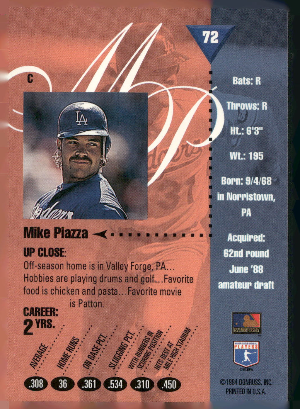 1994 Studio #72 Mike Piazza