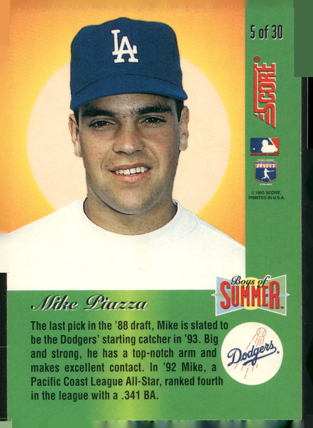 1993 Score #5 Mike Piazza Boys of Summer