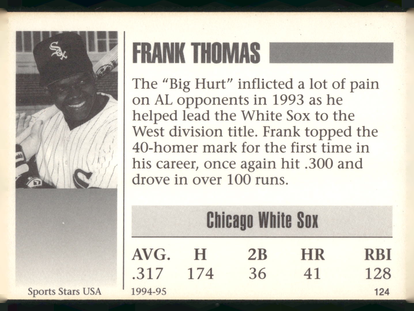 1993-95 Sports Stars USA (unlicensed) #124 Frank Thomas