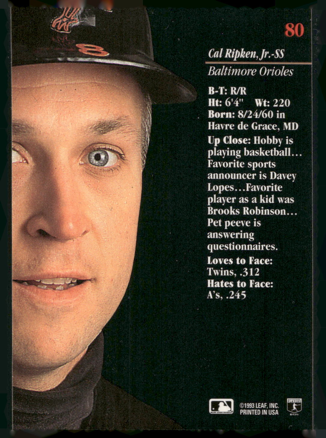 1993 Studio #80 Cal Ripken, Jr.