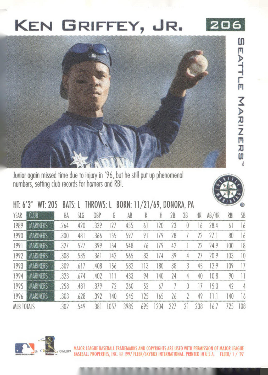 1997 Fleer #206 Ken Griffey Jr.