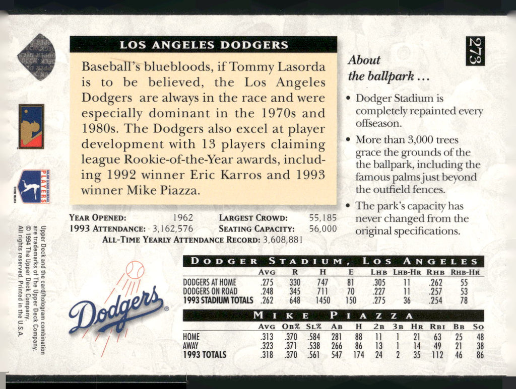 1994 Upper Deck #273 Mike Piazza