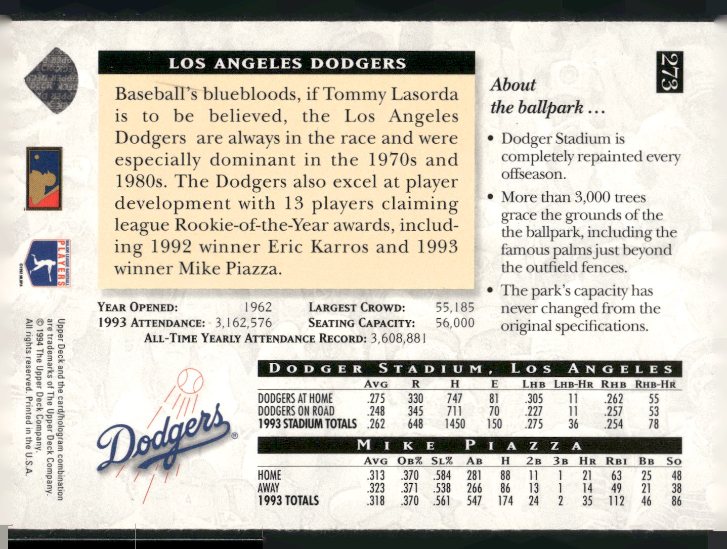 1994 Upper Deck #273 Mike Piazza