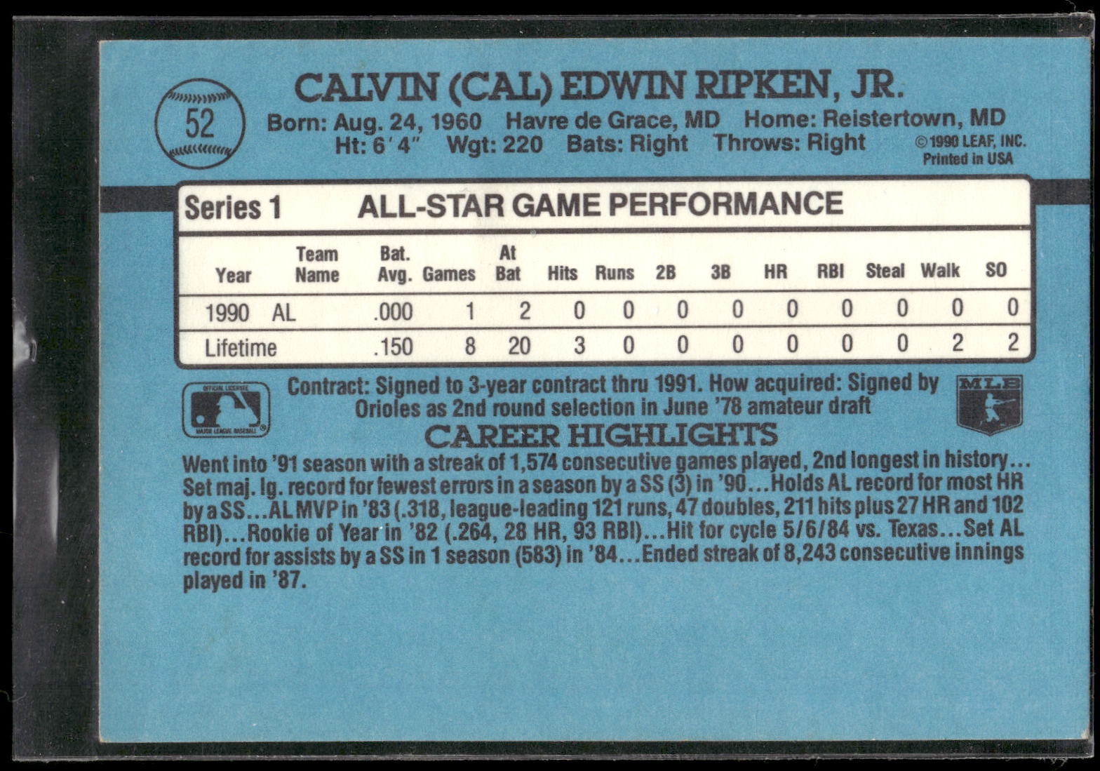 1991 Donruss #52 Cal Ripken