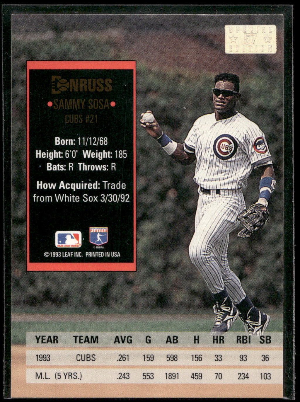 1994 Donruss #57 Sammy Sosa Special Edition