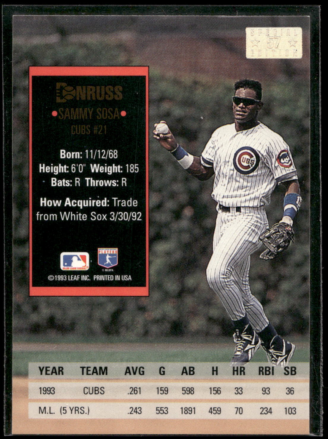 1994 Donruss #57 Sammy Sosa Special Edition