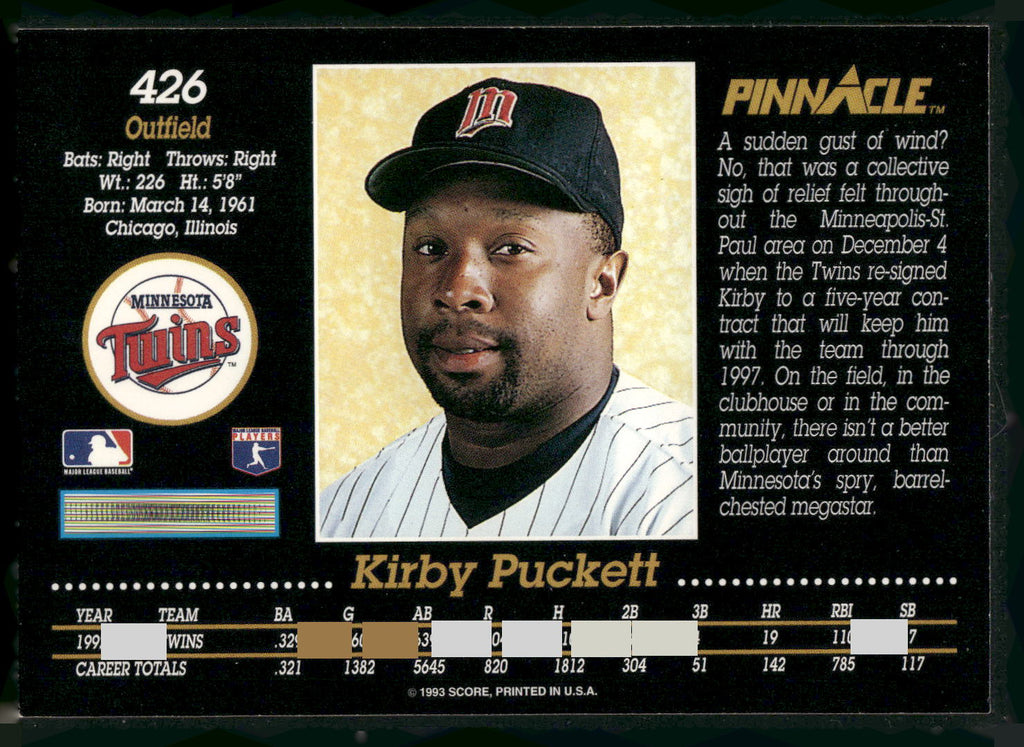 1993 Pinnacle #426 Kirby Puckett