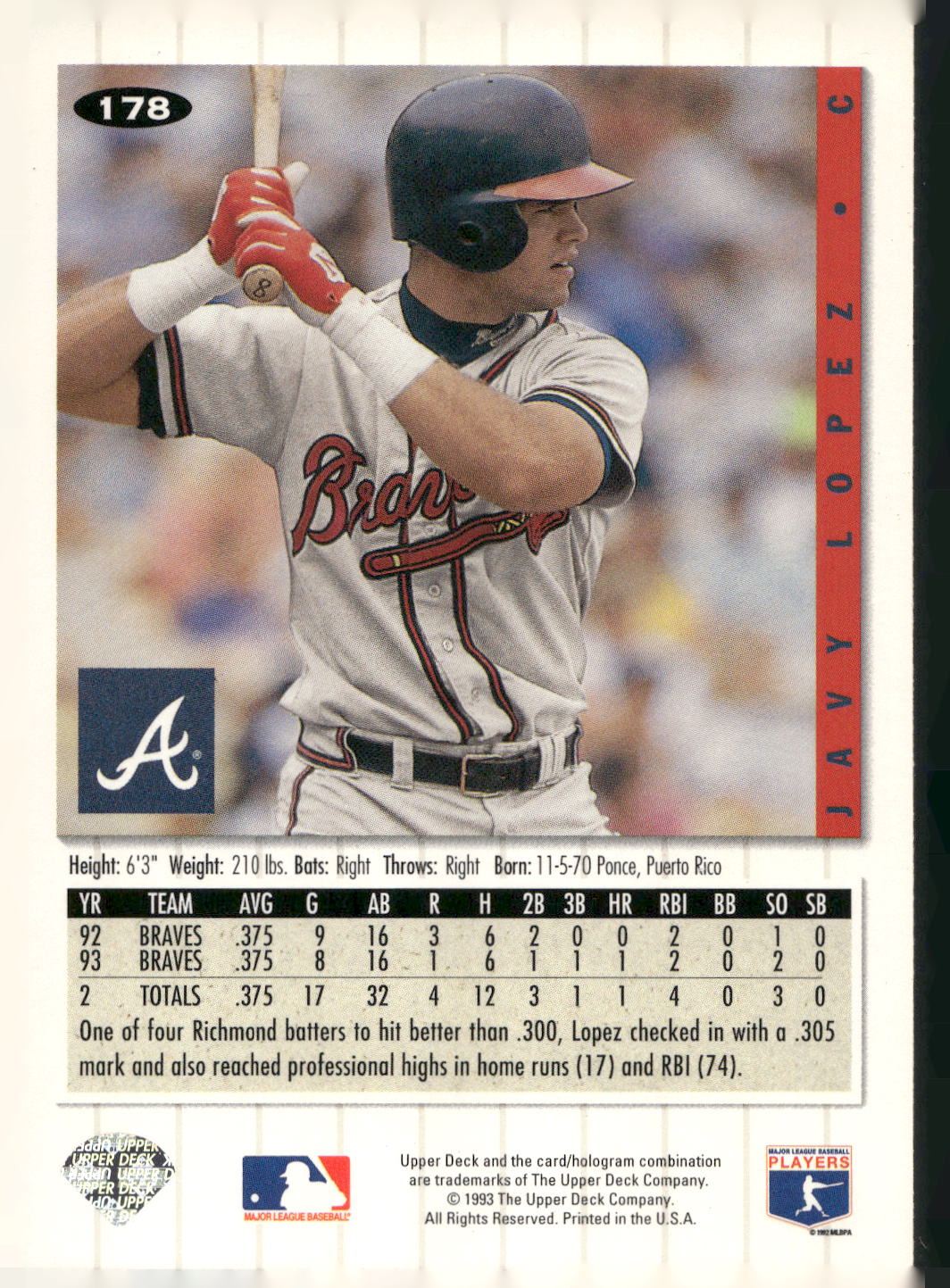 1994 Collector's Choice #178 Javy Lopez