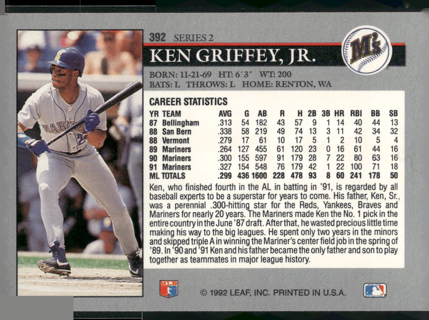 1992 Leaf #392 Ken Griffey Jr.