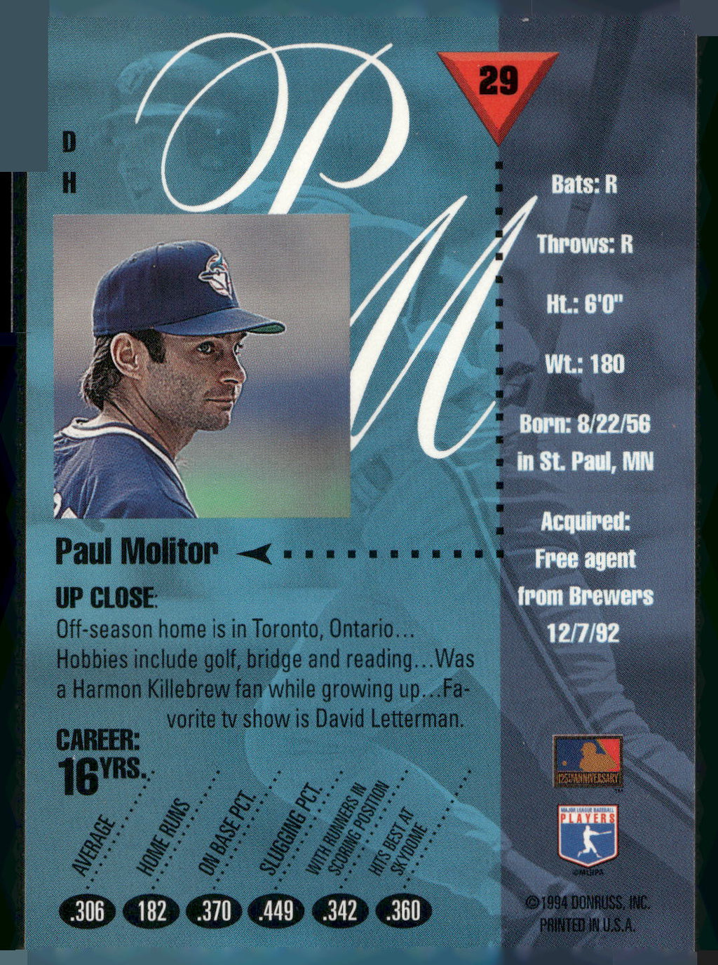 1994 Studio #29 Paul Molitor
