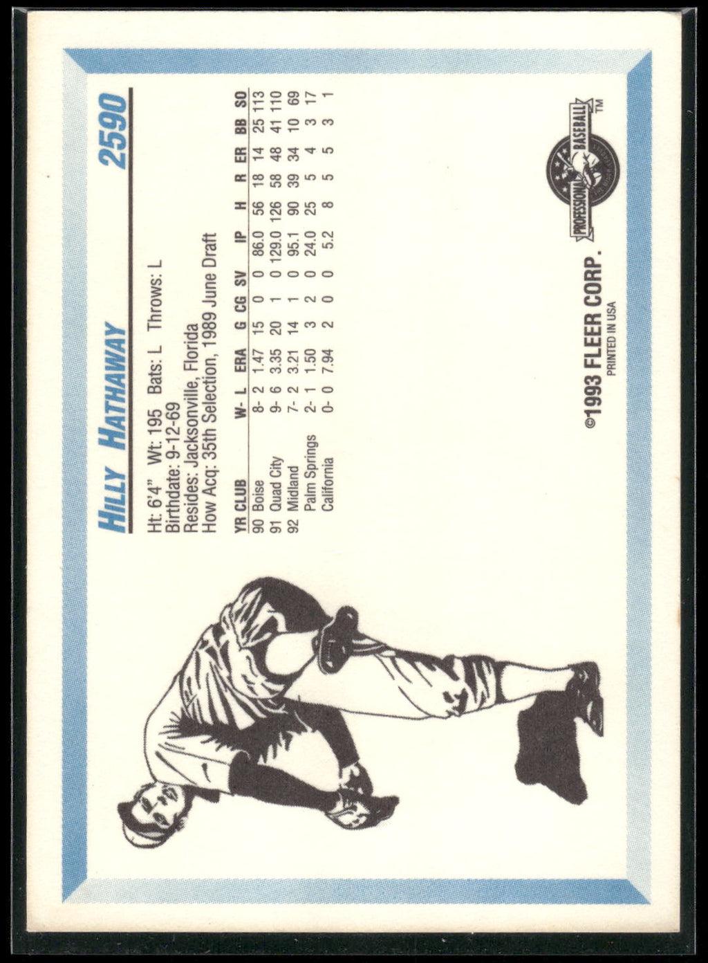 1993 Fleer ProCards #2590 Hilly Hathaway
