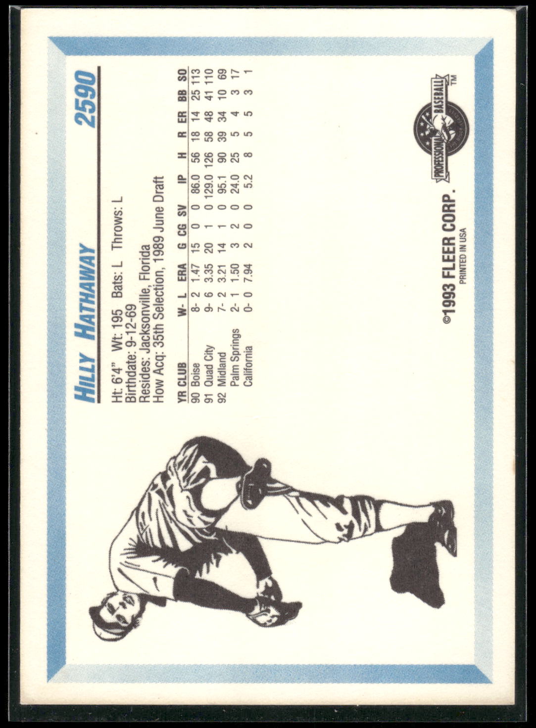 1993 Fleer ProCards #2590 Hilly Hathaway