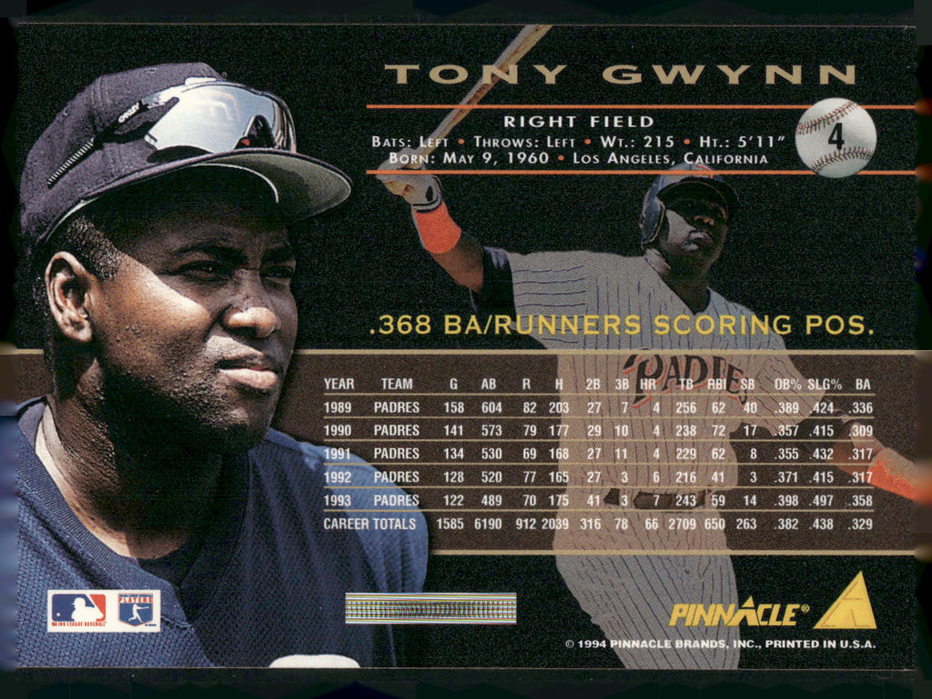 1994 Pinnacle #4 Tony Gwynn