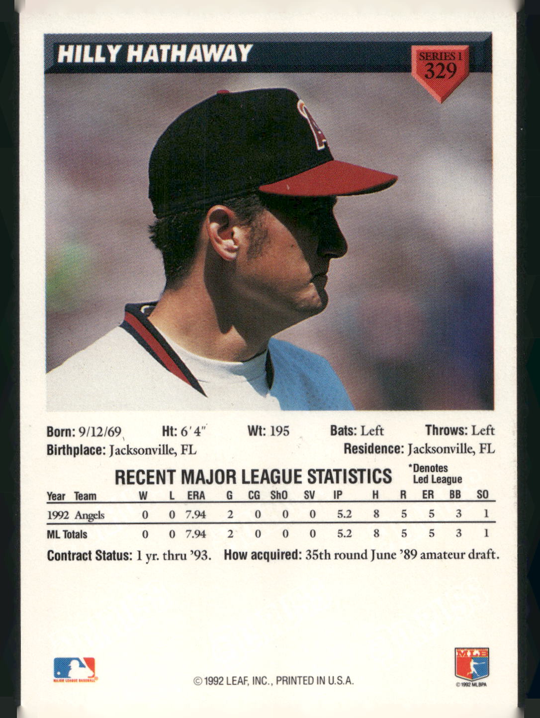 1993 Donruss #329 Hilly Hathaway