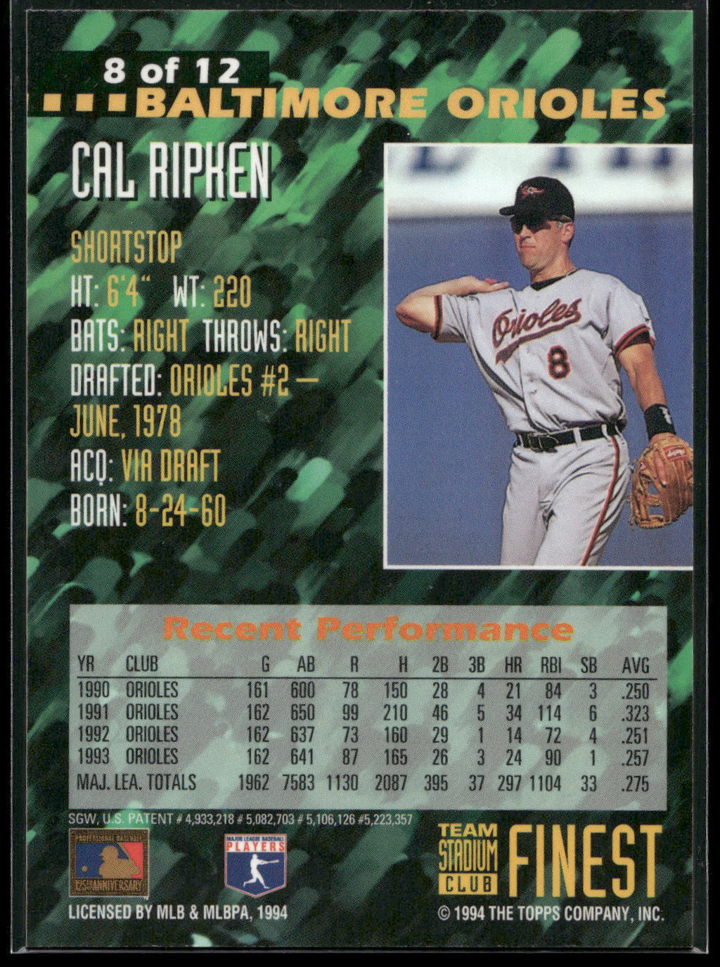1994 Stadium Club Team #8 Cal Ripken Finest
