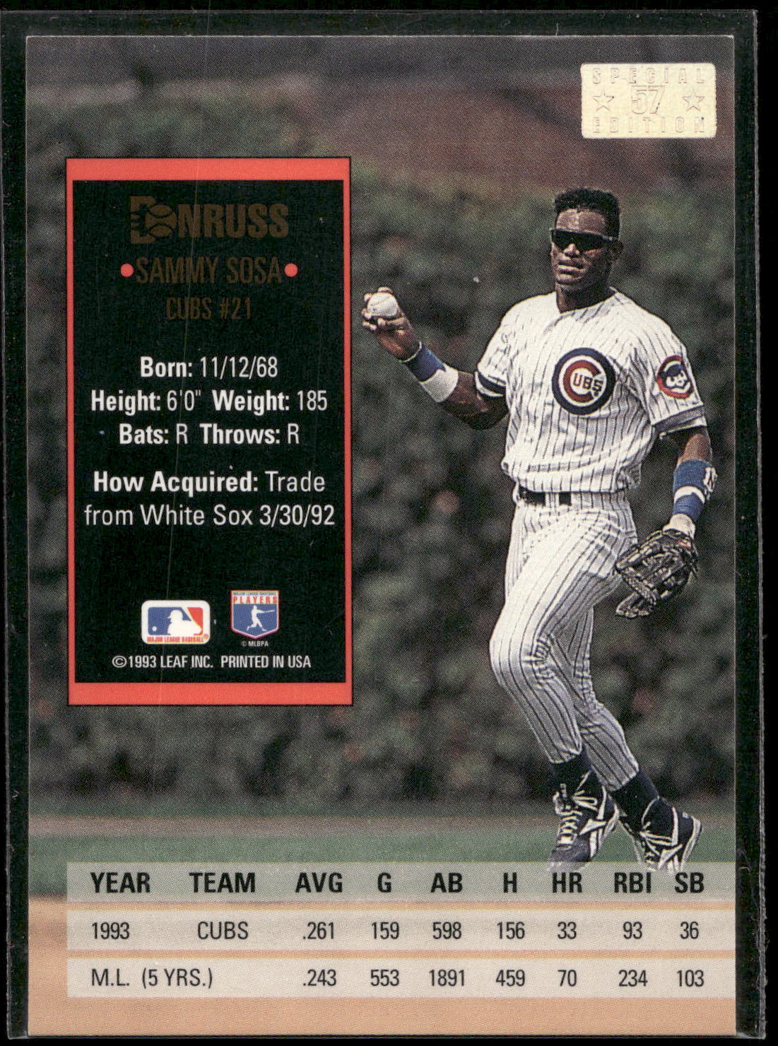 1994 Donruss #57 Sammy Sosa Special Edition