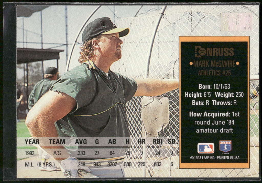 1994 Donruss #55 Mark McGwire Special Edition