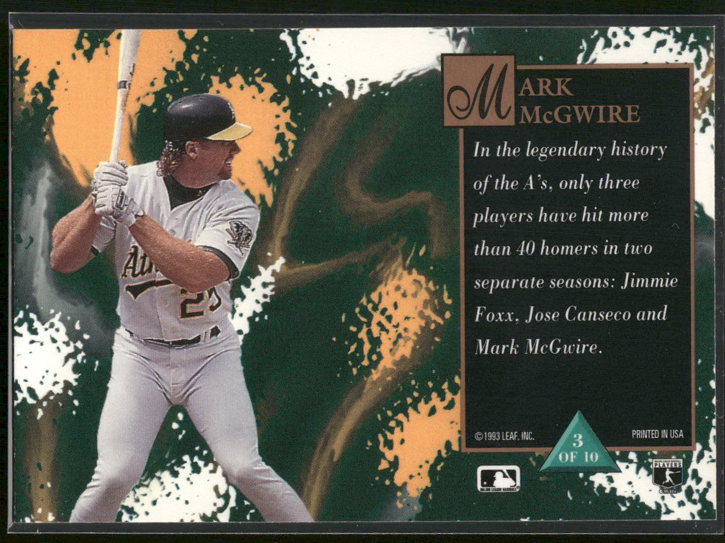 1993 Studio #3 Mark McGwire Superstars on Canvas