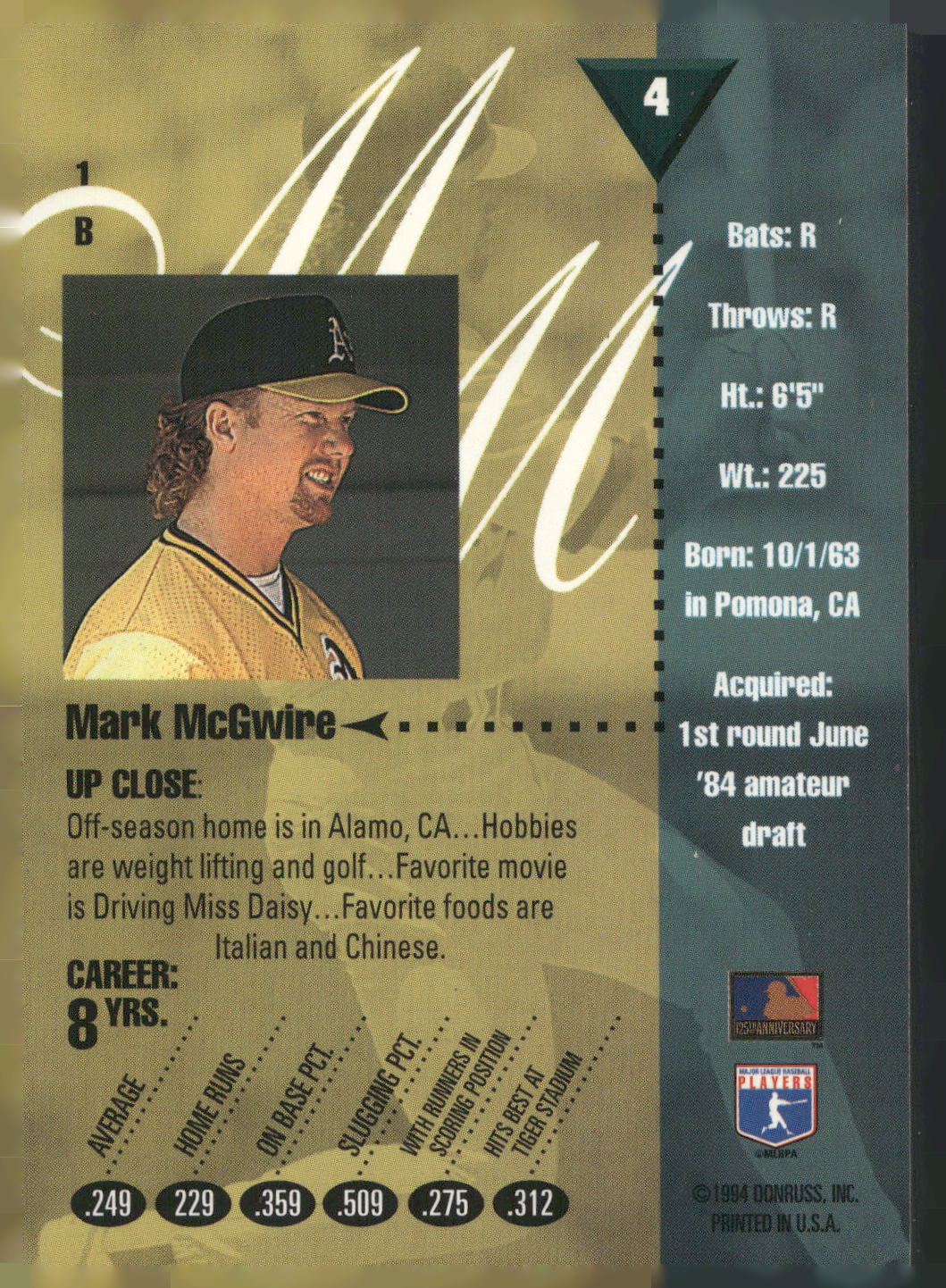1994 Studio #4 Mark McGwire