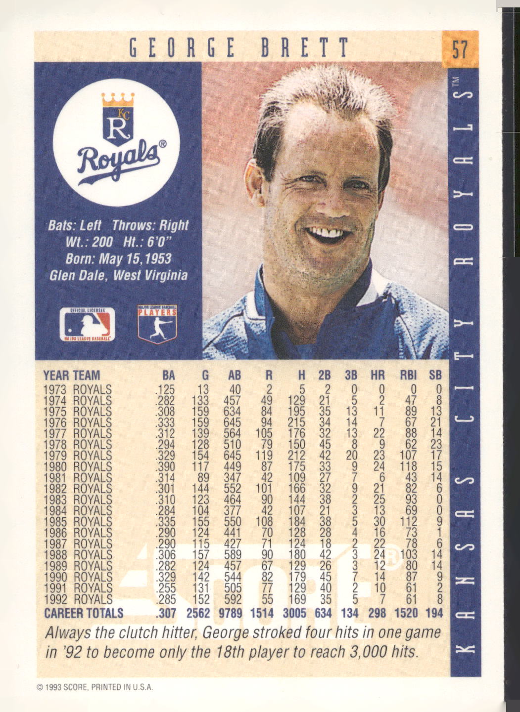 1993 Score #57 George Brett
