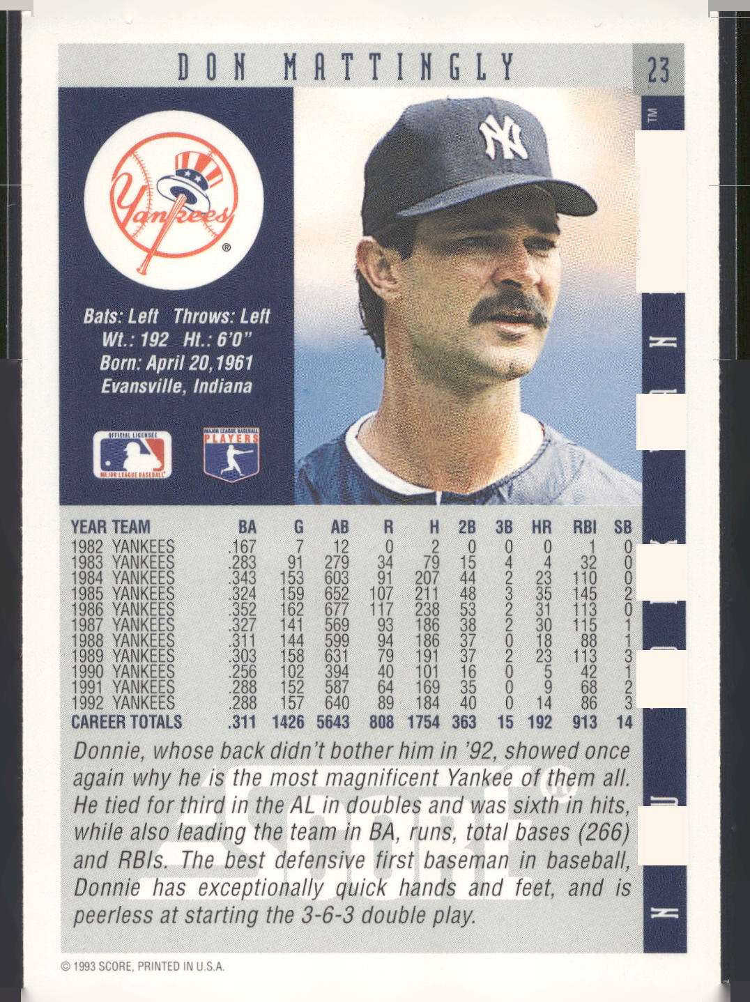 1993 Score #23 Don Mattingly