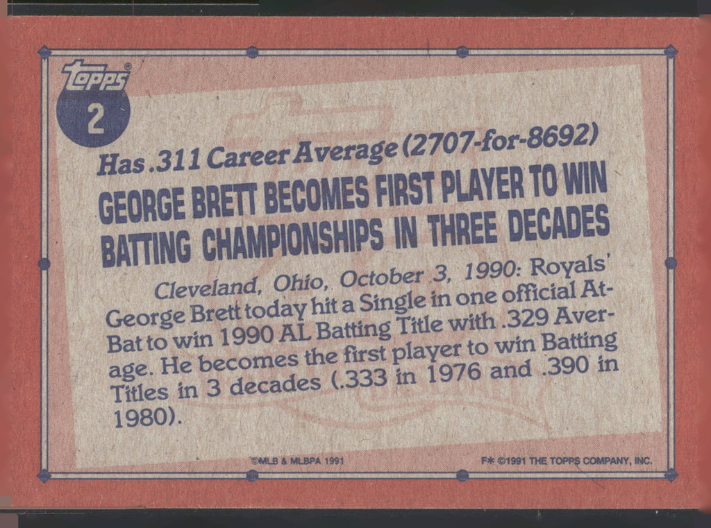 1991 Topps #2 George Brett