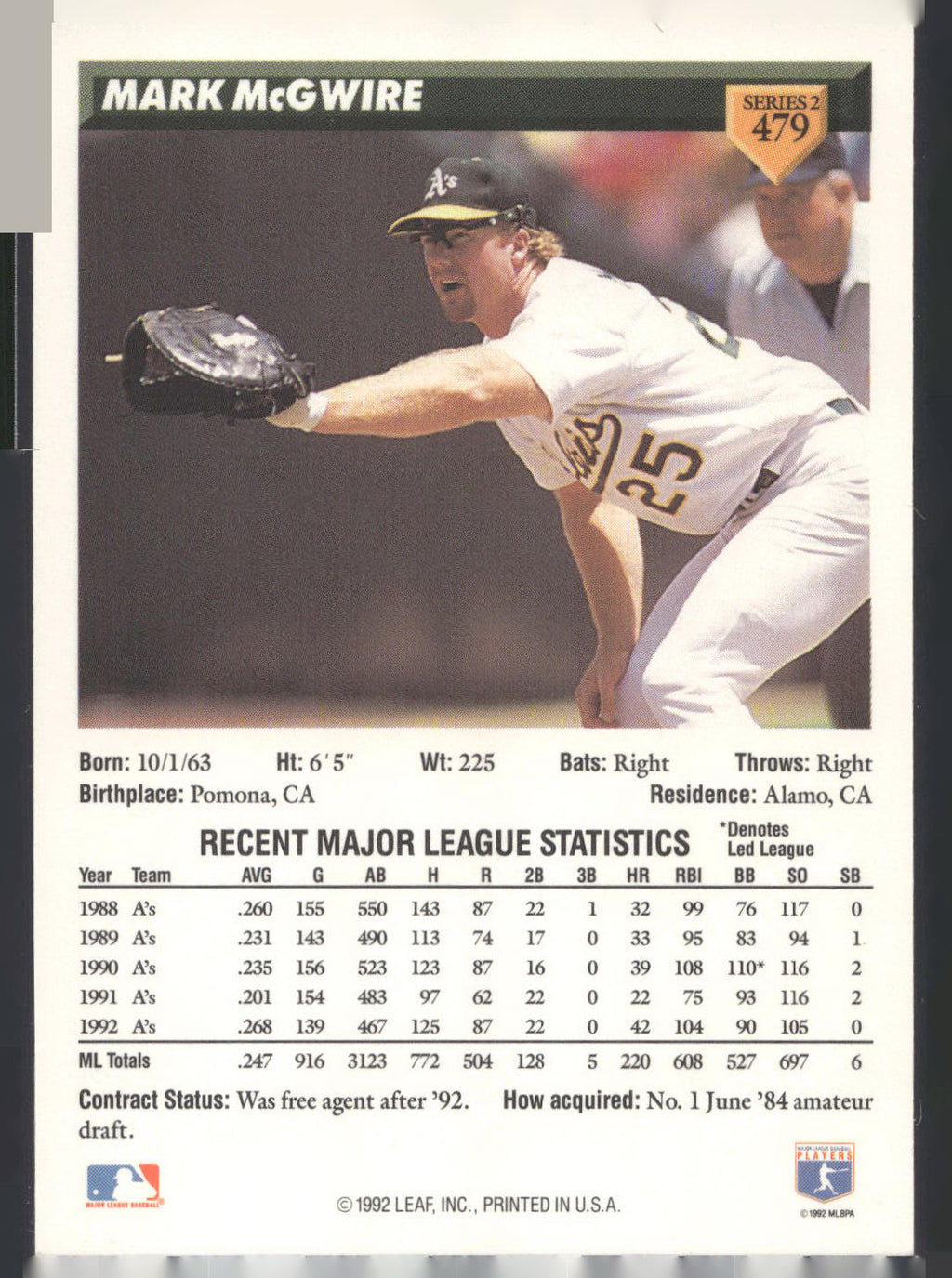 1993 Donruss #479 Mark McGwire