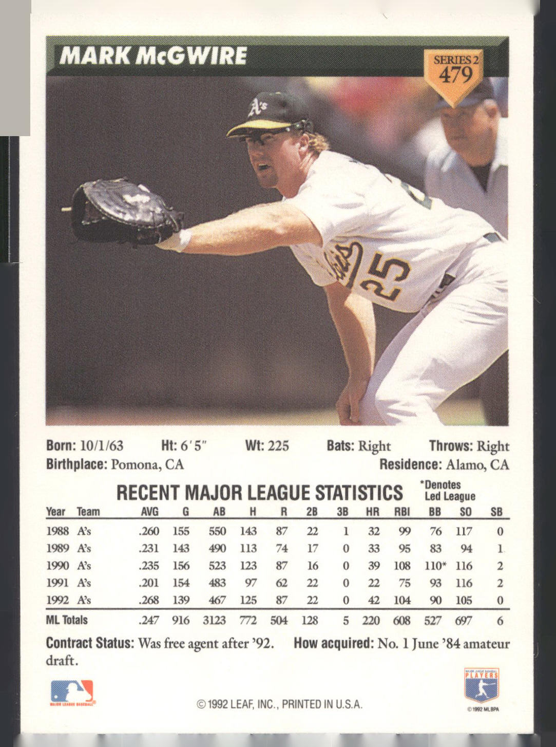 1993 Donruss #479 Mark McGwire