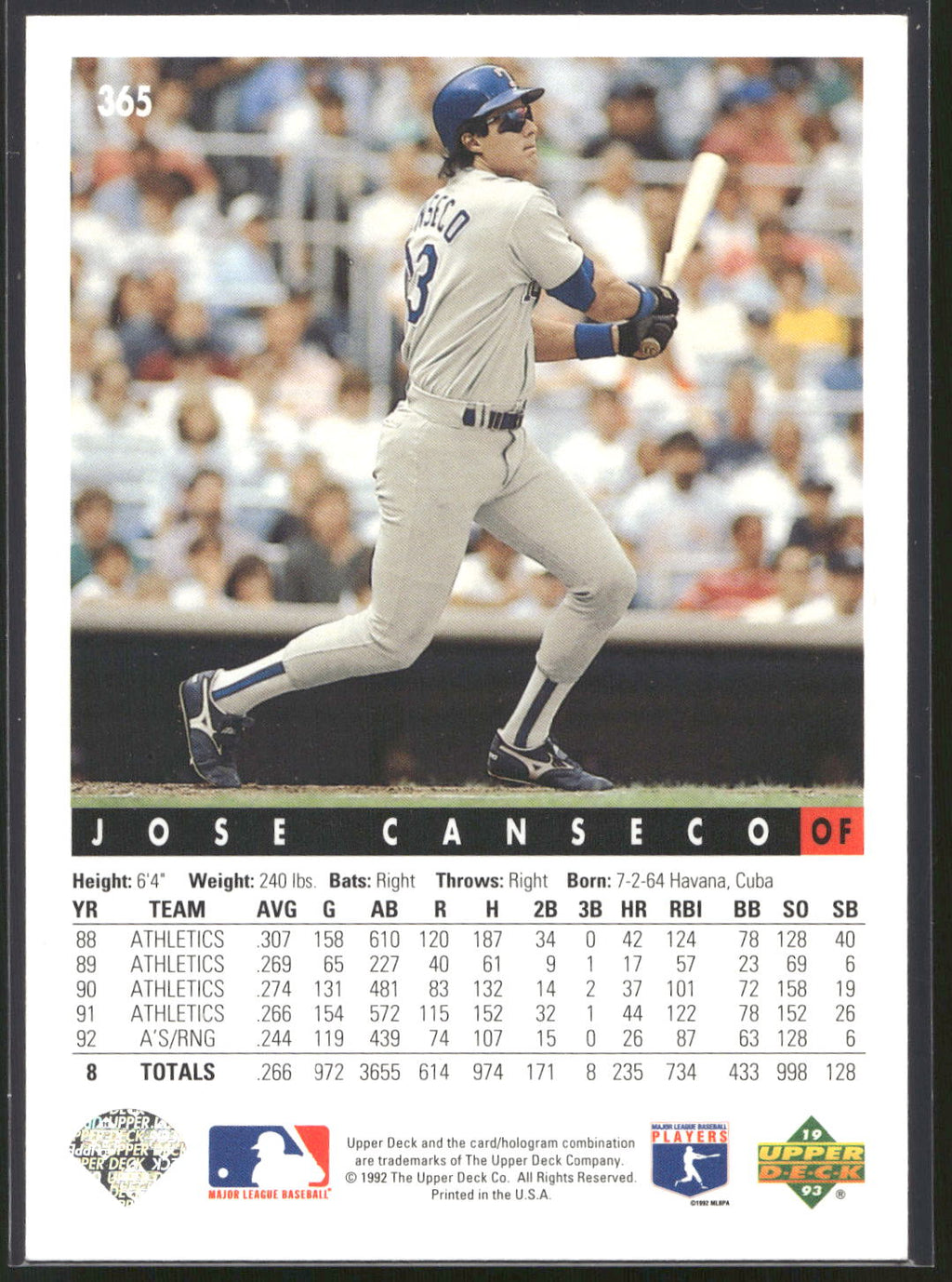 1993 Upper Deck #365 Jose Canseco