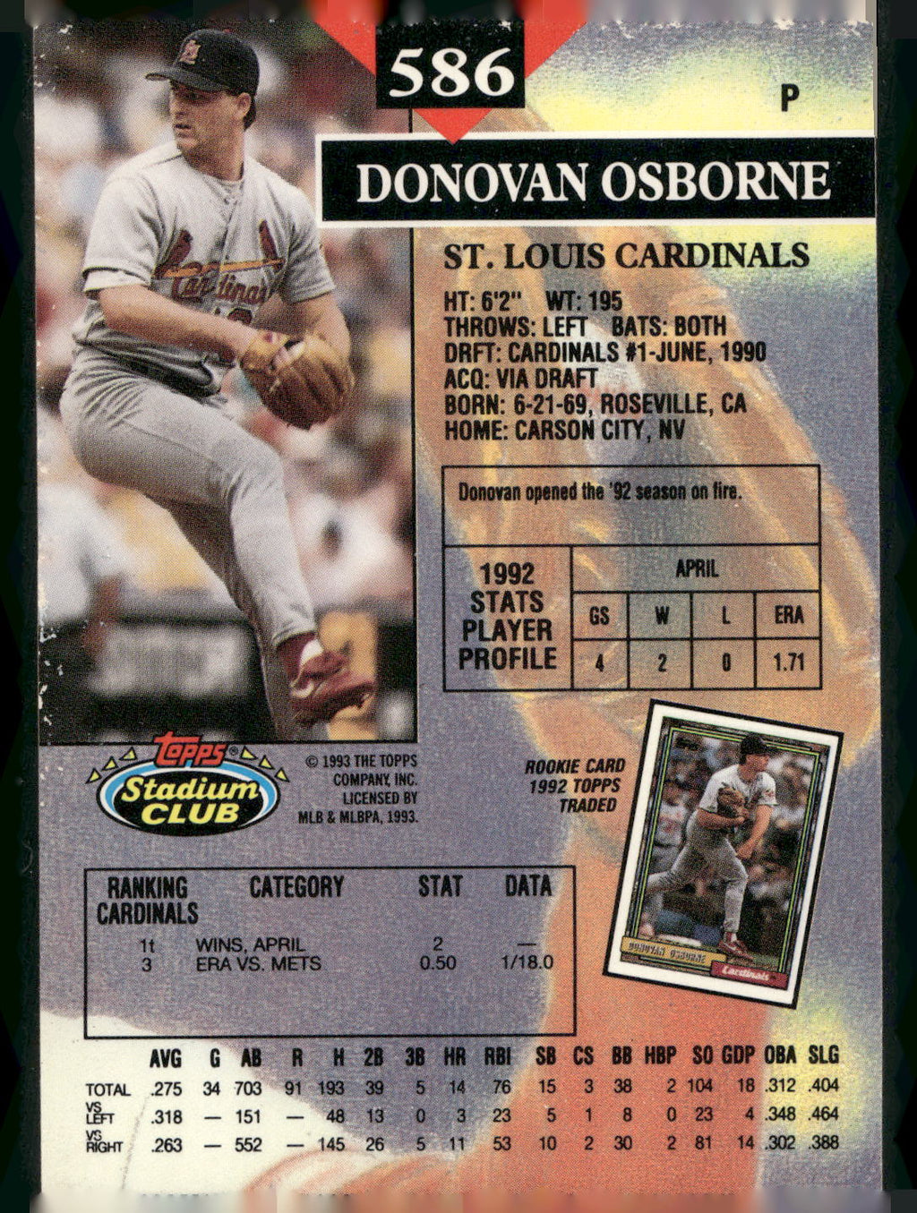 1993 Stadium Club #586 Donovan Osborne