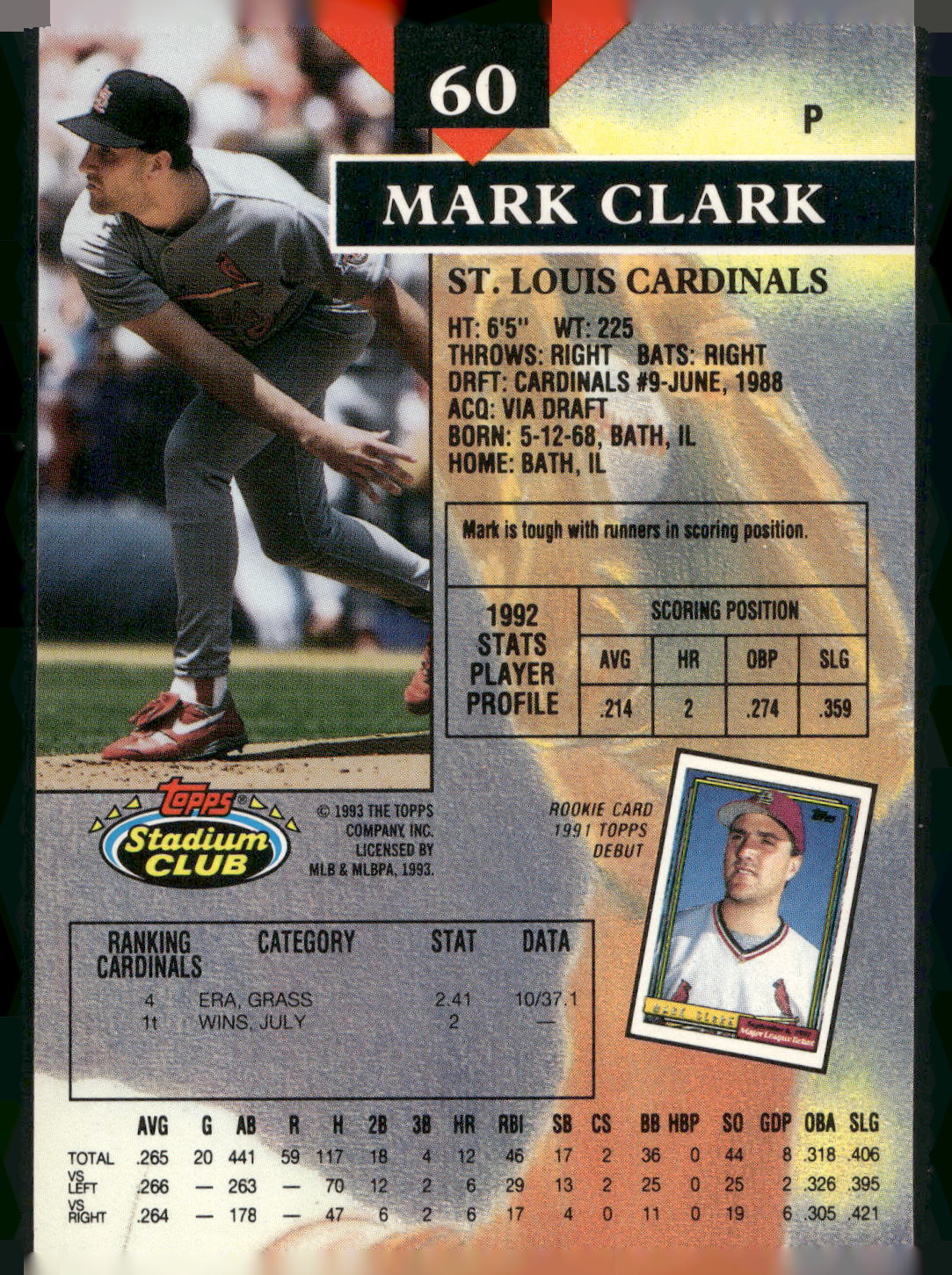 1993 Stadium Club #60 Mark Clark