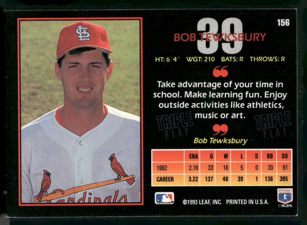 1993 Triple Play #156 Bob Tewksbury