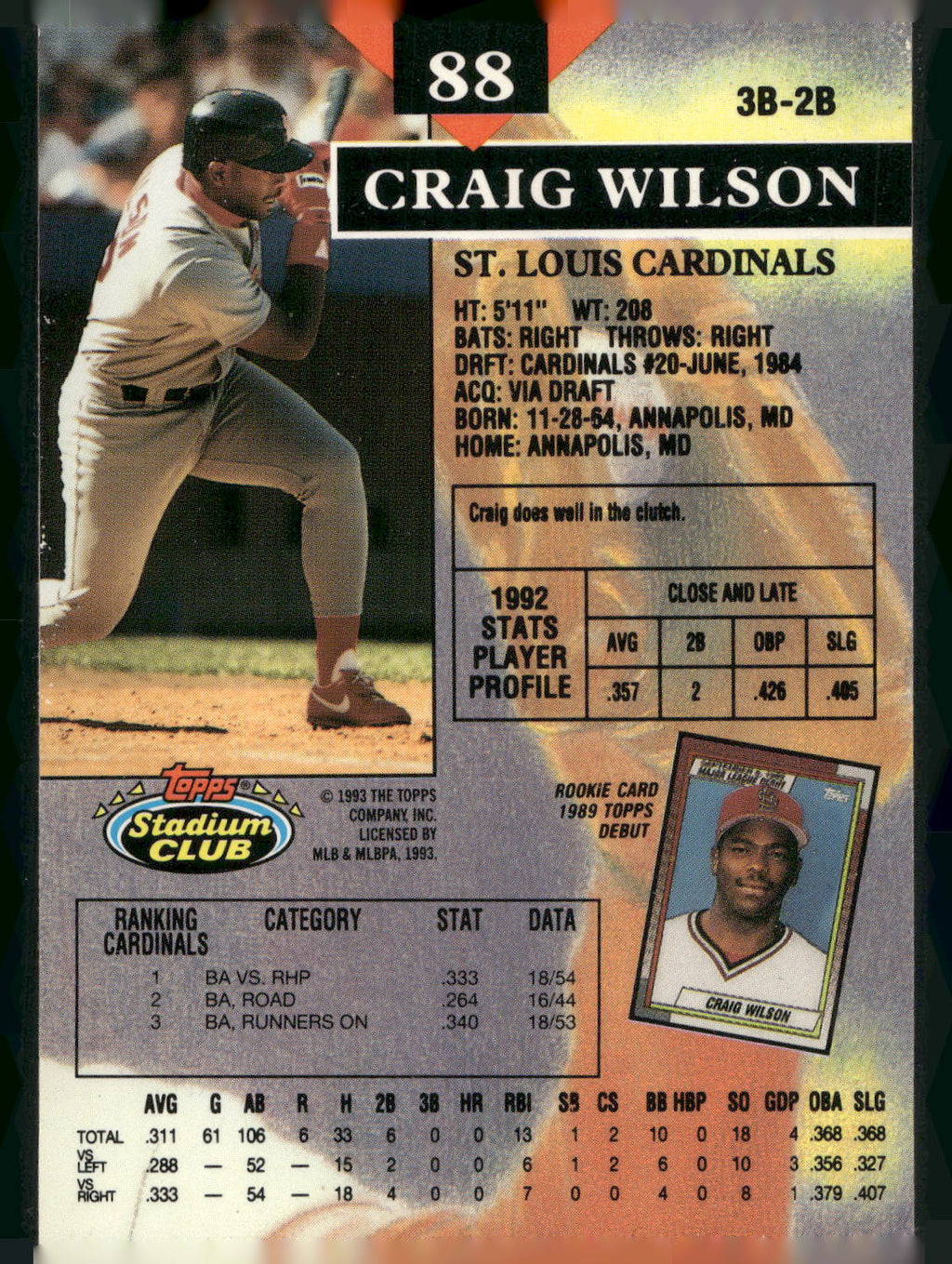1993 Stadium Club #88 Craig Wilson
