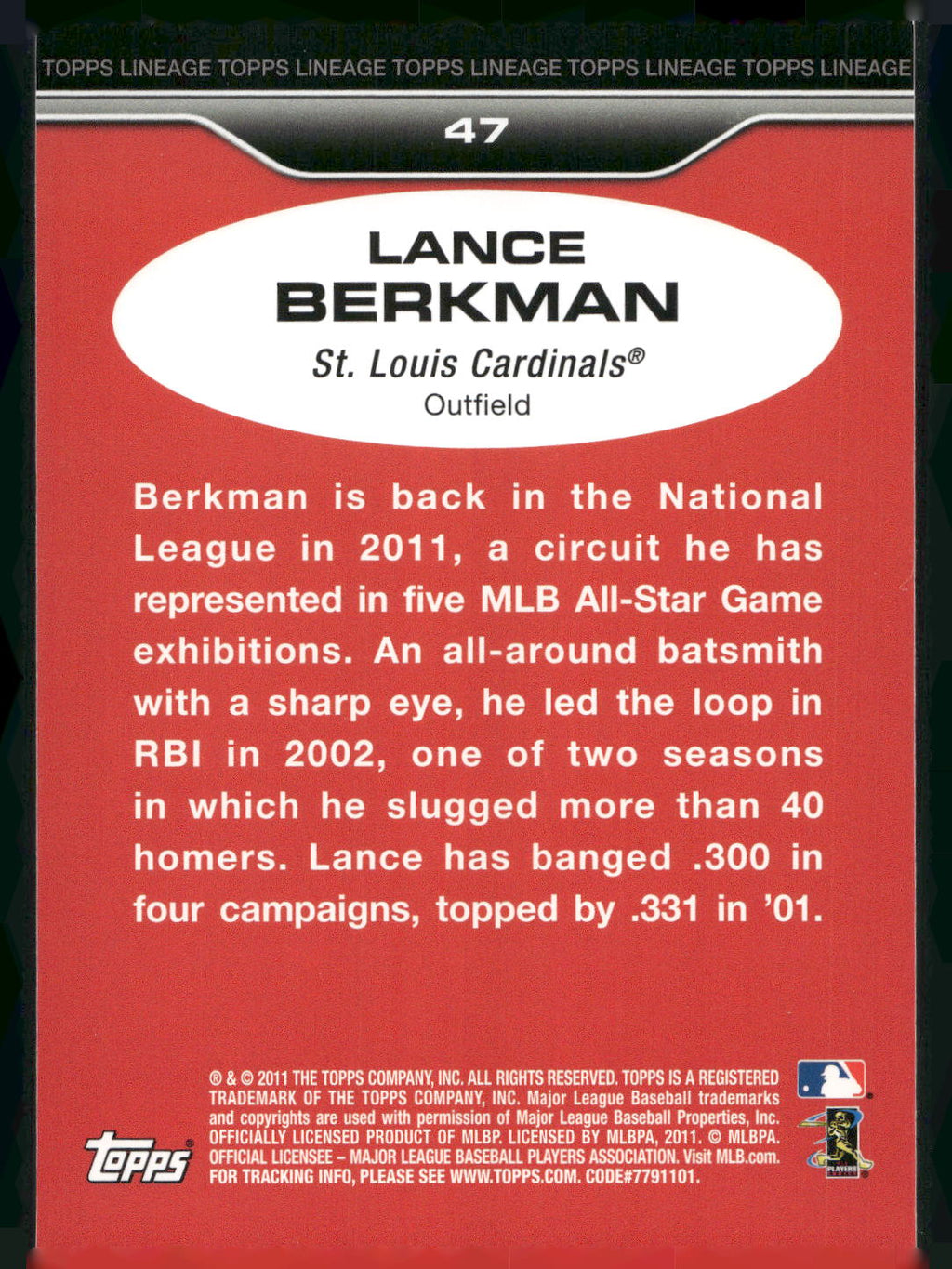 2011 Topps Lineage #47 Lance Berkman