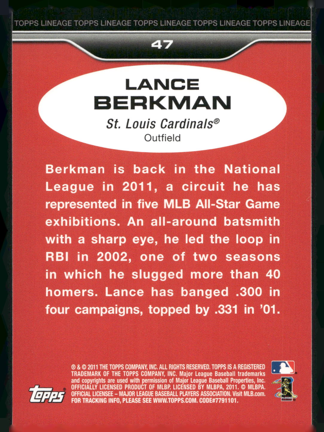 2011 Topps Lineage #47 Lance Berkman