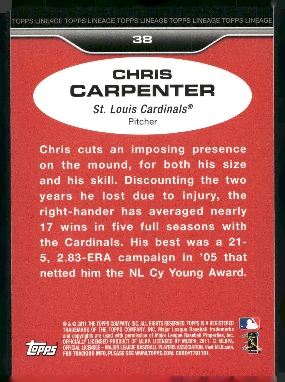 2011 Topps Lineage #38 Chris Carpenter
