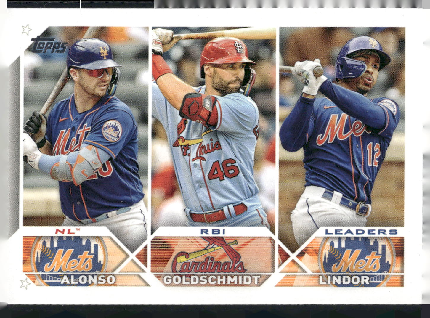 2023 Topps #240 (Pete Alonso / Paul Goldschmidt / Francisco Lindor)