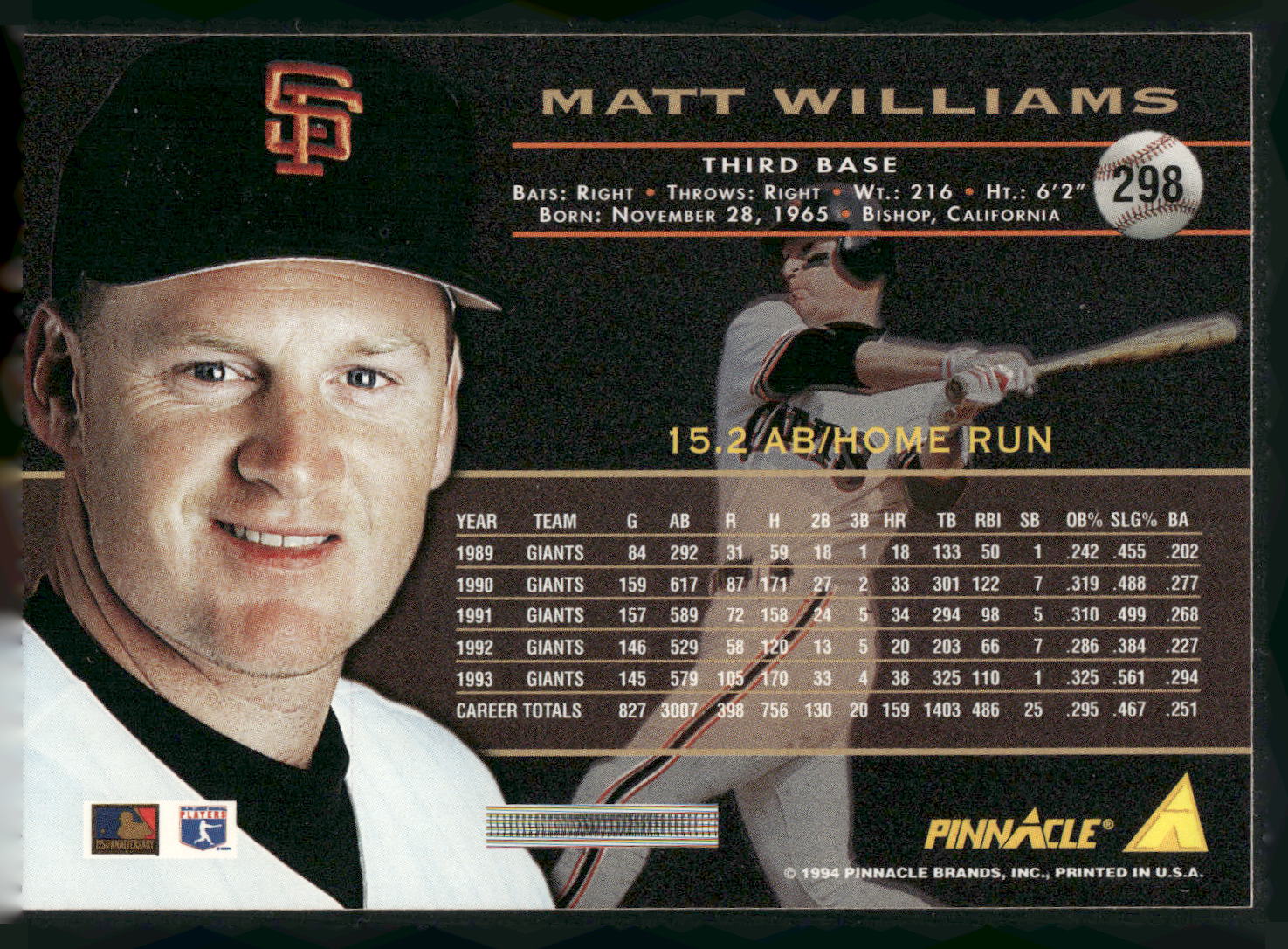 1994 Pinnacle #298 Matt Williams