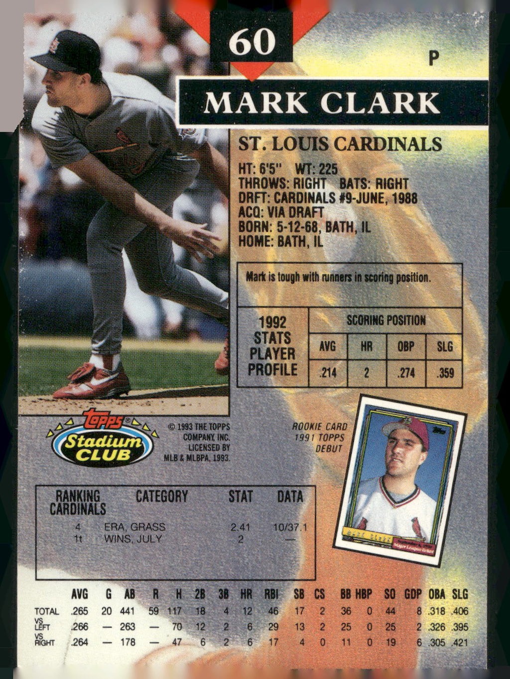1993 Stadium Club #60 Mark Clark