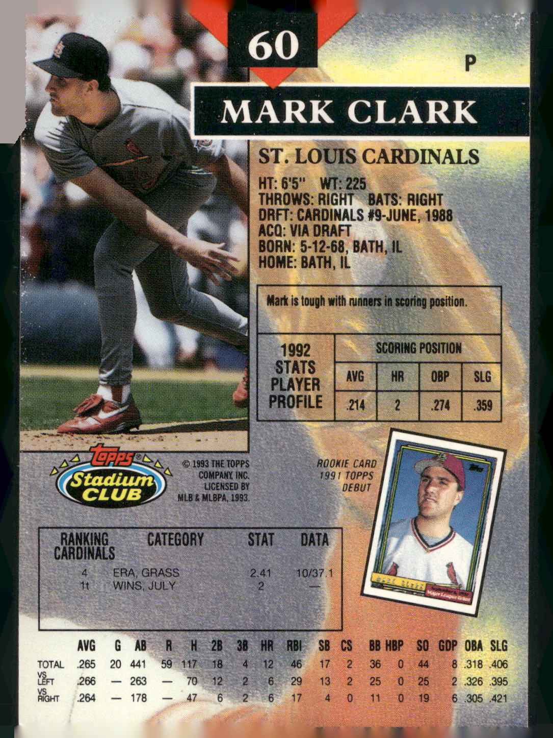 1993 Stadium Club #60 Mark Clark