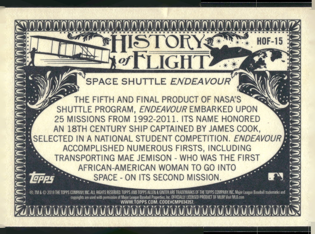 2019 Topps Allen & Ginter #HOF-15 Shuttle Endeavour History of Flight