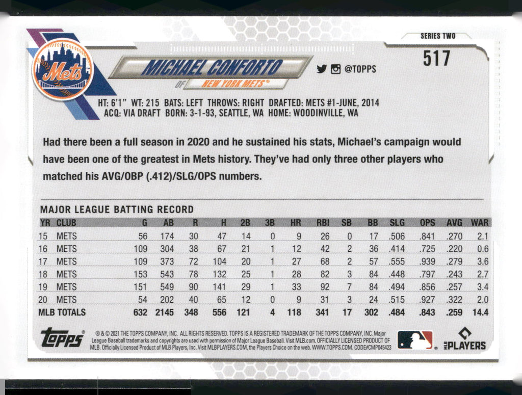 2021 Topps #517 Michael Conforto