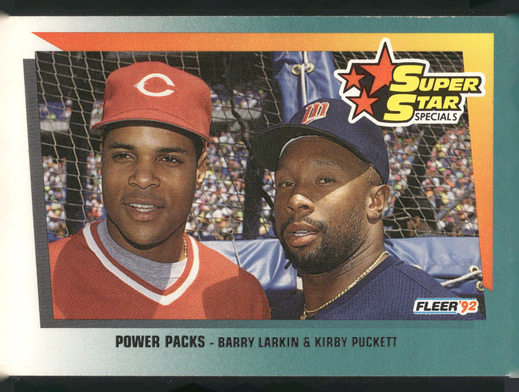 1992 Fleer #704 Power Packs (Barry Larkin / Kirby Puckett)