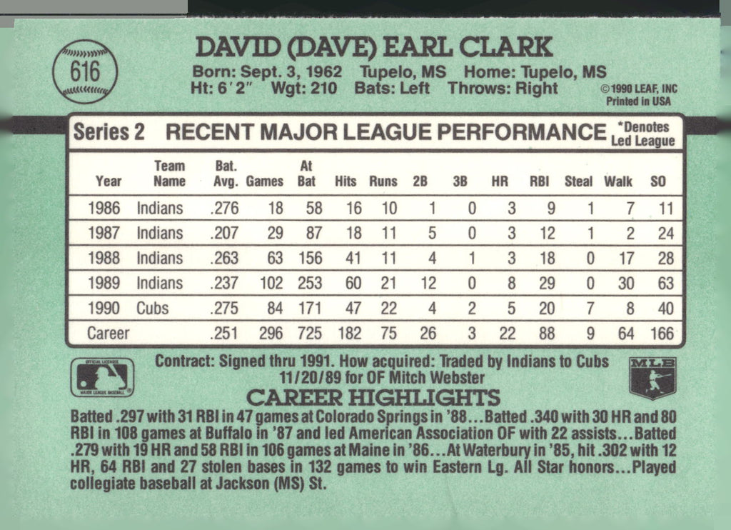 1991 Donruss #616 Dave Clark