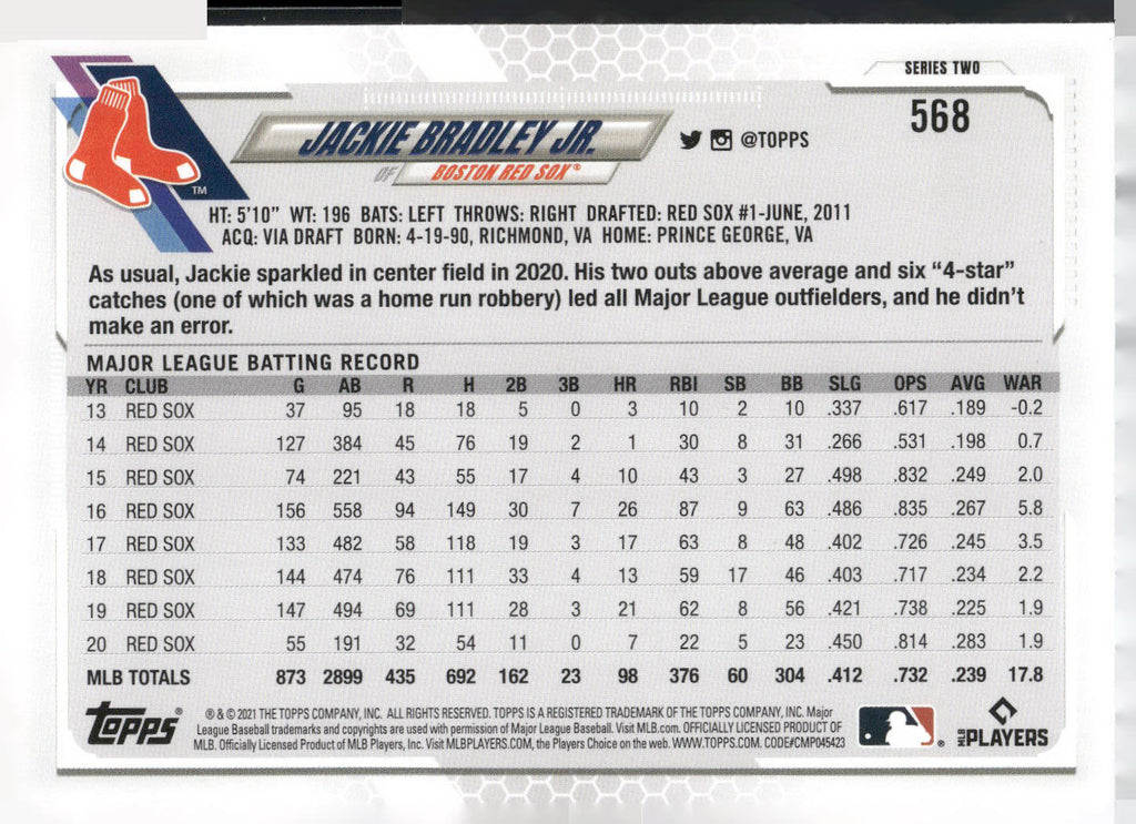 2021 Topps #568 Jackie Bradley Jr.